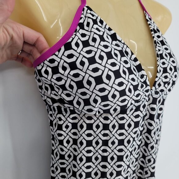 Raj NEXT womens Medium black white geometric padded adjustable swim dress - Picture 3 of 11